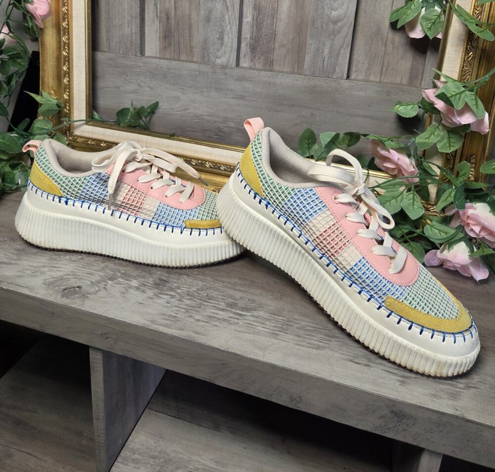 Lucky Step Air Cooled Platform Sneakers Pastel Rainbow Women's Size 8.5